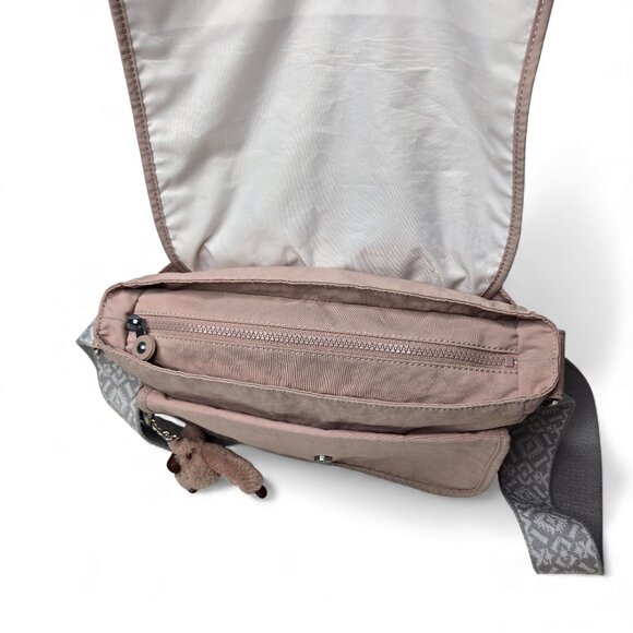 Kipling Nylon Crossbody Bag Flaptop Chunky Boho Strap Messenger Style - Picture 7 of 12